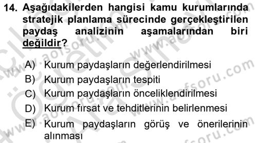 Kamu Mali Yönetimi Dersi 2023 - 2024 Yılı (Vize) Ara Sınav Soruları 14. Soru