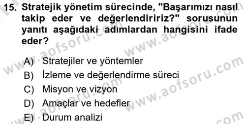 Kamu Mali Yönetimi Dersi 2023 - 2024 Yılı (Vize) Ara Sınav Soruları 15. Soru