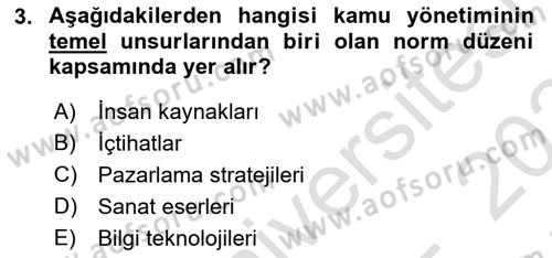 Kamu Mali Yönetimi Dersi 2023 - 2024 Yılı (Final) Dönem Sonu Sınav Soruları 3. Soru