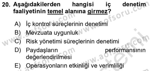 Kamu Mali Yönetimi Dersi 2023 - 2024 Yılı Yaz Okulu Sınav Soruları 20. Soru