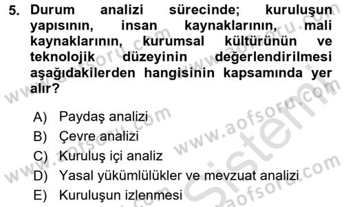 Kamu Mali Yönetimi Dersi 2023 - 2024 Yılı Yaz Okulu Sınav Soruları 5. Soru