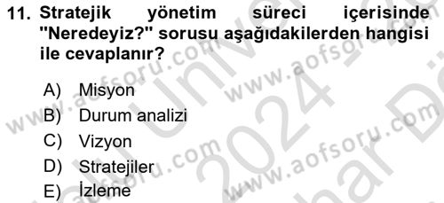 Kamu Mali Yönetimi Dersi 2024 - 2025 Yılı (Vize) Ara Sınav Soruları 11. Soru