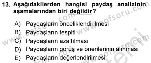 Kamu Mali Yönetimi Dersi 2024 - 2025 Yılı (Vize) Ara Sınav Soruları 13. Soru