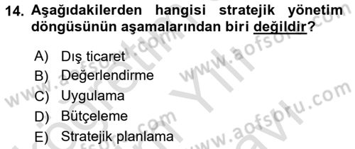 Kamu Mali Yönetimi Dersi 2024 - 2025 Yılı (Vize) Ara Sınav Soruları 14. Soru