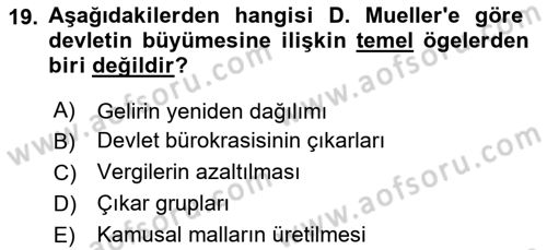 Kamu Mali Yönetimi Dersi 2024 - 2025 Yılı (Vize) Ara Sınav Soruları 19. Soru