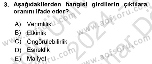 Kamu Mali Yönetimi Dersi 2024 - 2025 Yılı (Vize) Ara Sınav Soruları 3. Soru