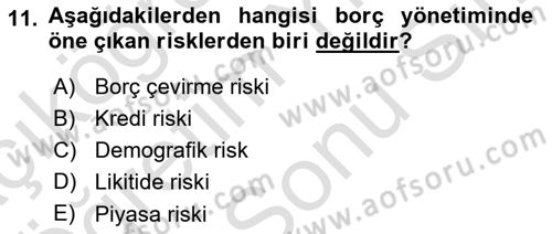 Kamu Mali Yönetimi Dersi 2024 - 2025 Yılı (Final) Dönem Sonu Sınav Soruları 11. Soru