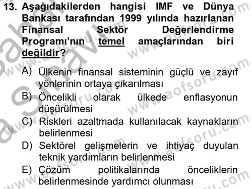 Uluslararası Kamu Maliyesi Dersi 2012 - 2013 Yılı (Vize) Ara Sınav Soruları 13. Soru
