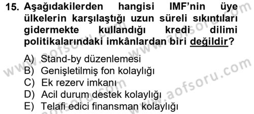 Uluslararası Kamu Maliyesi Dersi 2012 - 2013 Yılı (Vize) Ara Sınav Soruları 15. Soru