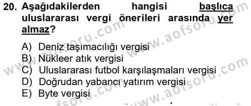 Uluslararası Kamu Maliyesi Dersi 2012 - 2013 Yılı (Vize) Ara Sınav Soruları 20. Soru