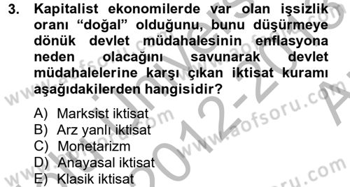 Uluslararası Kamu Maliyesi Dersi 2012 - 2013 Yılı (Vize) Ara Sınav Soruları 3. Soru