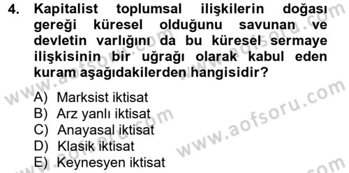 Uluslararası Kamu Maliyesi Dersi 2012 - 2013 Yılı (Vize) Ara Sınav Soruları 4. Soru