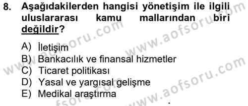 Uluslararası Kamu Maliyesi Dersi 2012 - 2013 Yılı (Vize) Ara Sınav Soruları 8. Soru