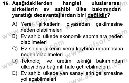 Uluslararası Kamu Maliyesi Dersi 2012 - 2013 Yılı (Final) Dönem Sonu Sınav Soruları 15. Soru