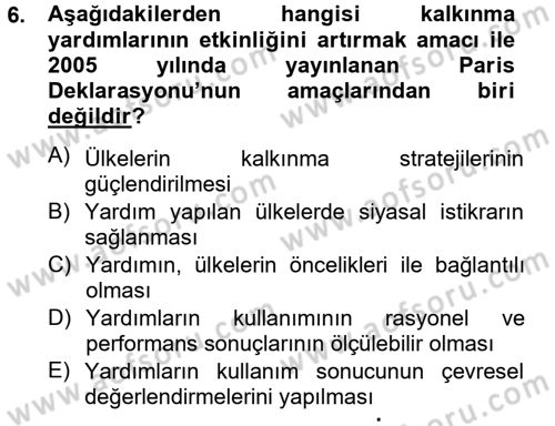 Uluslararası Kamu Maliyesi Dersi 2012 - 2013 Yılı (Final) Dönem Sonu Sınav Soruları 6. Soru