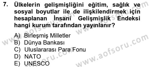 Uluslararası Kamu Maliyesi Dersi 2012 - 2013 Yılı (Final) Dönem Sonu Sınav Soruları 7. Soru