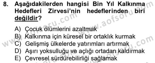 Uluslararası Kamu Maliyesi Dersi 2012 - 2013 Yılı (Final) Dönem Sonu Sınav Soruları 8. Soru