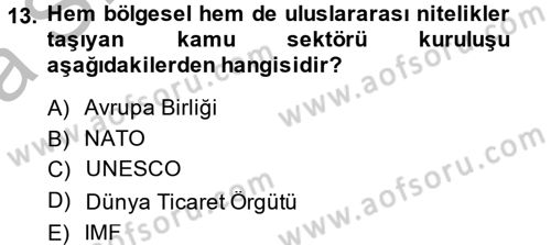 Uluslararası Kamu Maliyesi Dersi 2013 - 2014 Yılı (Vize) Ara Sınav Soruları 13. Soru