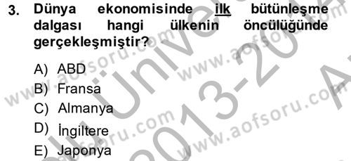 Uluslararası Kamu Maliyesi Dersi 2013 - 2014 Yılı (Vize) Ara Sınav Soruları 3. Soru