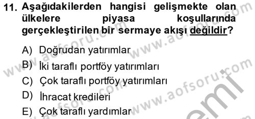 Uluslararası Kamu Maliyesi Dersi 2013 - 2014 Yılı (Final) Dönem Sonu Sınav Soruları 11. Soru