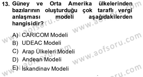 Uluslararası Kamu Maliyesi Dersi 2013 - 2014 Yılı (Final) Dönem Sonu Sınav Soruları 13. Soru