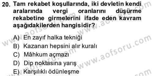Uluslararası Kamu Maliyesi Dersi 2013 - 2014 Yılı (Final) Dönem Sonu Sınav Soruları 20. Soru
