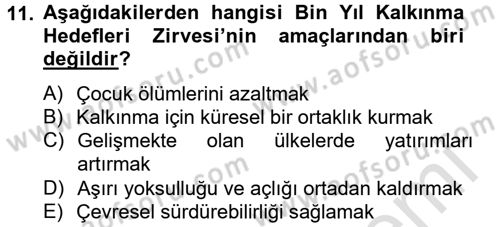 Uluslararası Kamu Maliyesi Dersi 2013 - 2014 Yılı Tek Ders Sınav Soruları 11. Soru