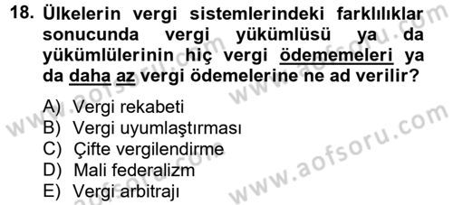 Uluslararası Kamu Maliyesi Dersi 2013 - 2014 Yılı Tek Ders Sınav Soruları 18. Soru