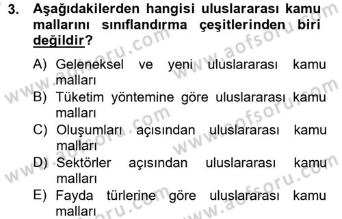 Uluslararası Kamu Maliyesi Dersi 2013 - 2014 Yılı Tek Ders Sınav Soruları 3. Soru