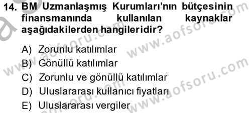 Uluslararası Kamu Maliyesi Dersi 2014 - 2015 Yılı (Vize) Ara Sınav Soruları 14. Soru