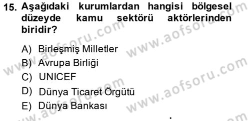 Uluslararası Kamu Maliyesi Dersi 2014 - 2015 Yılı (Vize) Ara Sınav Soruları 15. Soru