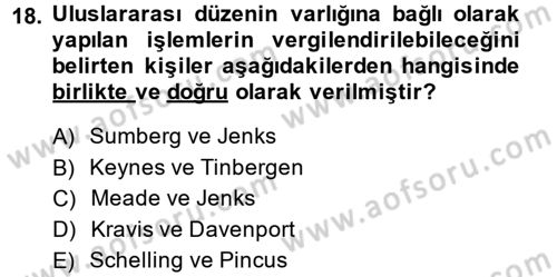 Uluslararası Kamu Maliyesi Dersi 2014 - 2015 Yılı (Vize) Ara Sınav Soruları 18. Soru