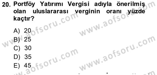 Uluslararası Kamu Maliyesi Dersi 2014 - 2015 Yılı (Vize) Ara Sınav Soruları 20. Soru
