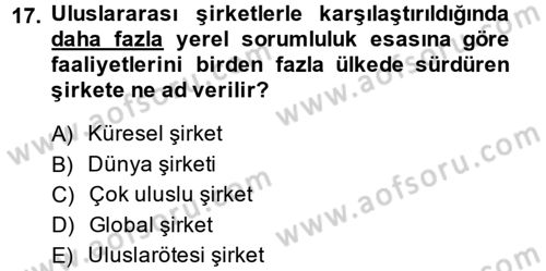 Uluslararası Kamu Maliyesi Dersi 2014 - 2015 Yılı (Final) Dönem Sonu Sınav Soruları 17. Soru