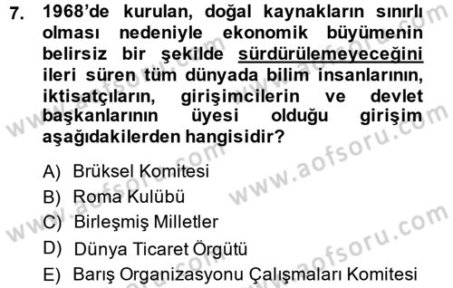Uluslararası Kamu Maliyesi Dersi 2014 - 2015 Yılı (Final) Dönem Sonu Sınav Soruları 7. Soru
