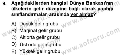 Uluslararası Kamu Maliyesi Dersi 2014 - 2015 Yılı (Final) Dönem Sonu Sınav Soruları 9. Soru