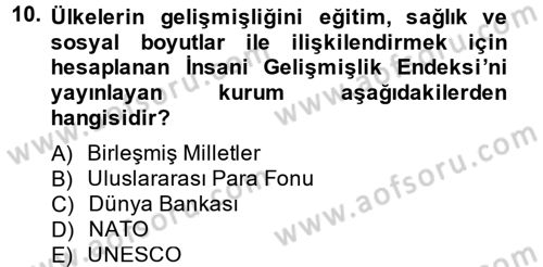 Uluslararası Kamu Maliyesi Dersi 2014 - 2015 Yılı Tek Ders Sınav Soruları 10. Soru
