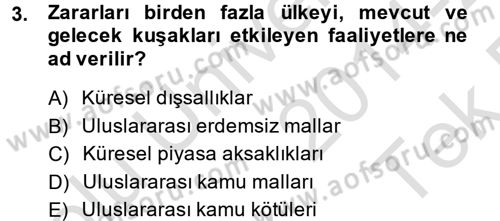 Uluslararası Kamu Maliyesi Dersi 2014 - 2015 Yılı Tek Ders Sınav Soruları 3. Soru