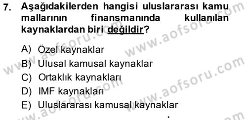 Uluslararası Kamu Maliyesi Dersi 2014 - 2015 Yılı Tek Ders Sınav Soruları 7. Soru