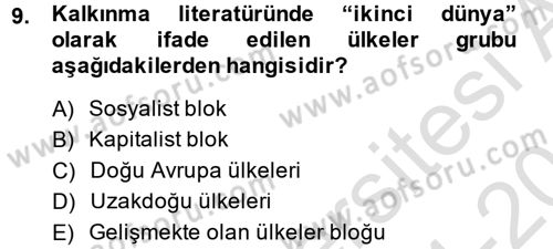 Uluslararası Kamu Maliyesi Dersi 2014 - 2015 Yılı Tek Ders Sınav Soruları 9. Soru