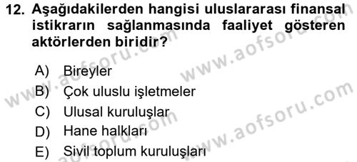 Uluslararası Kamu Maliyesi Dersi 2015 - 2016 Yılı (Vize) Ara Sınavı 12. Soru