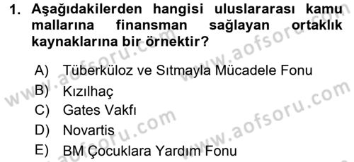 Uluslararası Kamu Maliyesi Dersi 2015 - 2016 Yılı (Final) Dönem Sonu Sınav Soruları 1. Soru