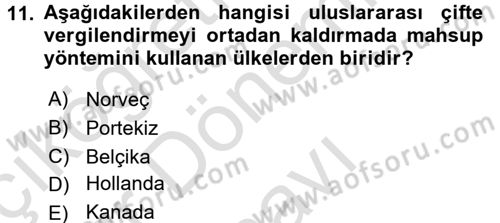 Uluslararası Kamu Maliyesi Dersi 2015 - 2016 Yılı (Final) Dönem Sonu Sınavı 11. Soru