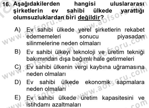 Uluslararası Kamu Maliyesi Dersi 2015 - 2016 Yılı (Final) Dönem Sonu Sınav Soruları 16. Soru