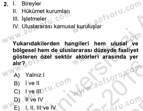 Uluslararası Kamu Maliyesi Dersi 2015 - 2016 Yılı (Final) Dönem Sonu Sınav Soruları 2. Soru