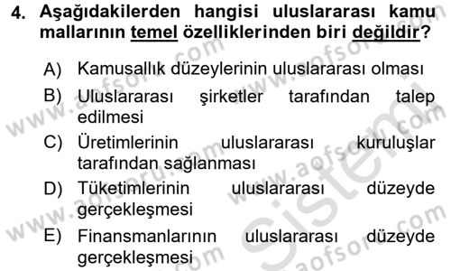 Uluslararası Kamu Maliyesi Dersi 2015 - 2016 Yılı (Final) Dönem Sonu Sınav Soruları 4. Soru