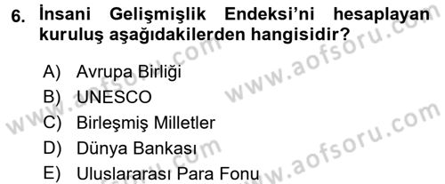 Uluslararası Kamu Maliyesi Dersi 2015 - 2016 Yılı (Final) Dönem Sonu Sınav Soruları 6. Soru