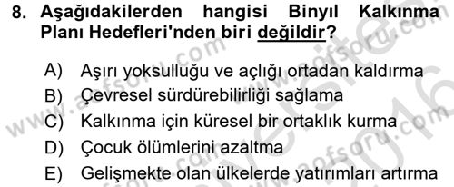 Uluslararası Kamu Maliyesi Dersi 2015 - 2016 Yılı (Final) Dönem Sonu Sınav Soruları 8. Soru