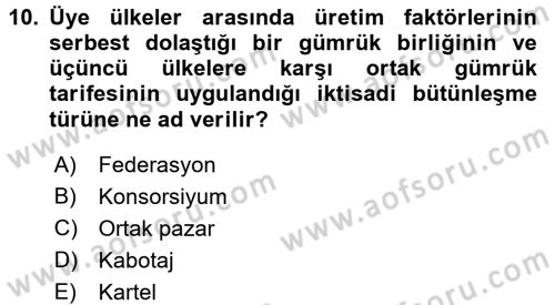 Uluslararası Kamu Maliyesi Dersi 2015 - 2016 Yılı Tek Ders Sınav Soruları 10. Soru