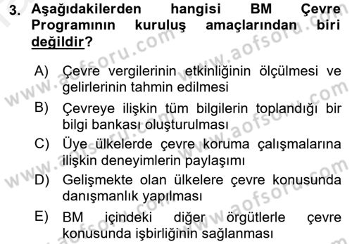 Uluslararası Kamu Maliyesi Dersi 2015 - 2016 Yılı Tek Ders Sınav Soruları 3. Soru